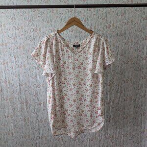 Premise White Floral Blouse Size Medium